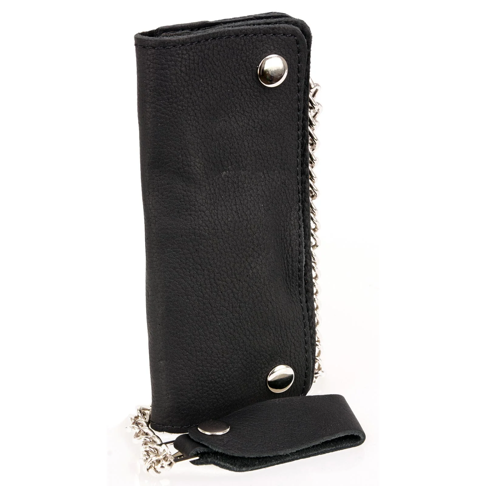High-End Milwaukee Leather MLW7889 Men’s 7.5 Black Premium Leather Soft Biker Wallet – Bi-Fold Anti-Theft Stainless Steel Chain Healthy