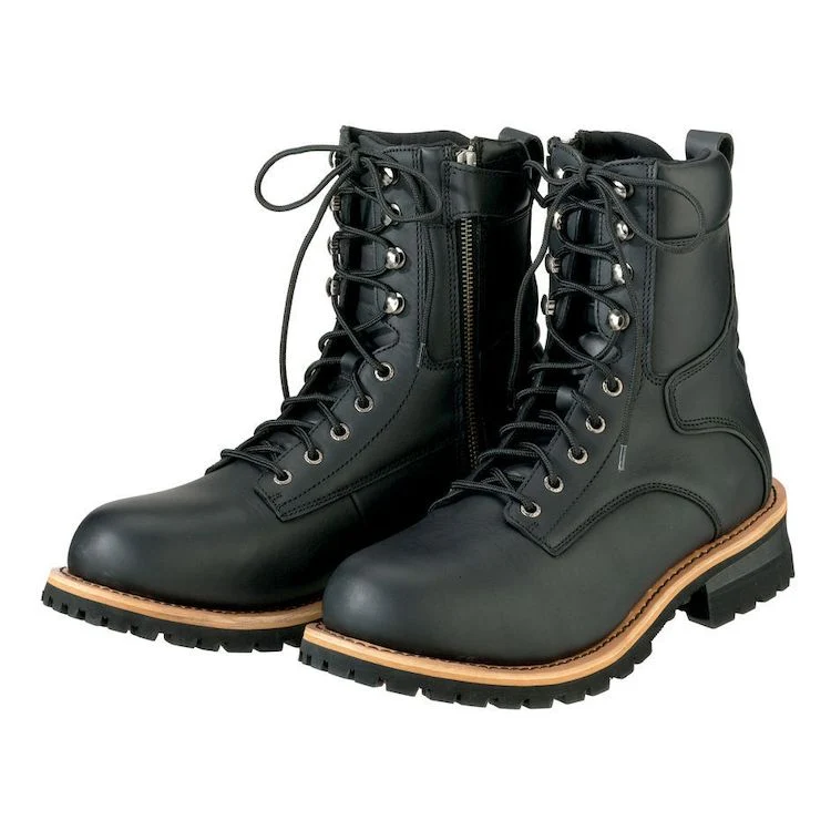 Fashionable ZR1 M4 ‘Classic’ Men’s Black Logger Lace-Up Boots with Inside Zipper Verified