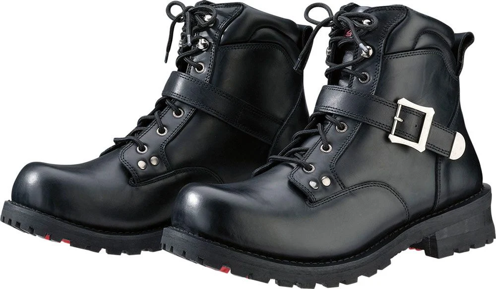 Detailed ZR1 ‘Trekker’ Men’s Black Lace-Up Leather Motorcycle Boots Consistent