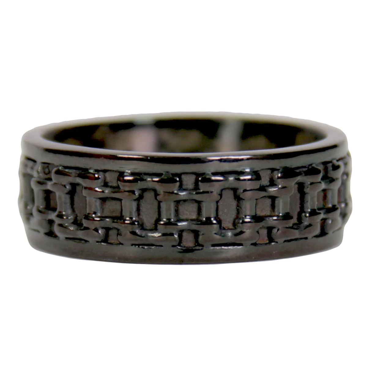 Fashionable Hot Leathers JWR2139 Men’s Black ‘Bike Chain’ Stainless Steel Ring Crafted