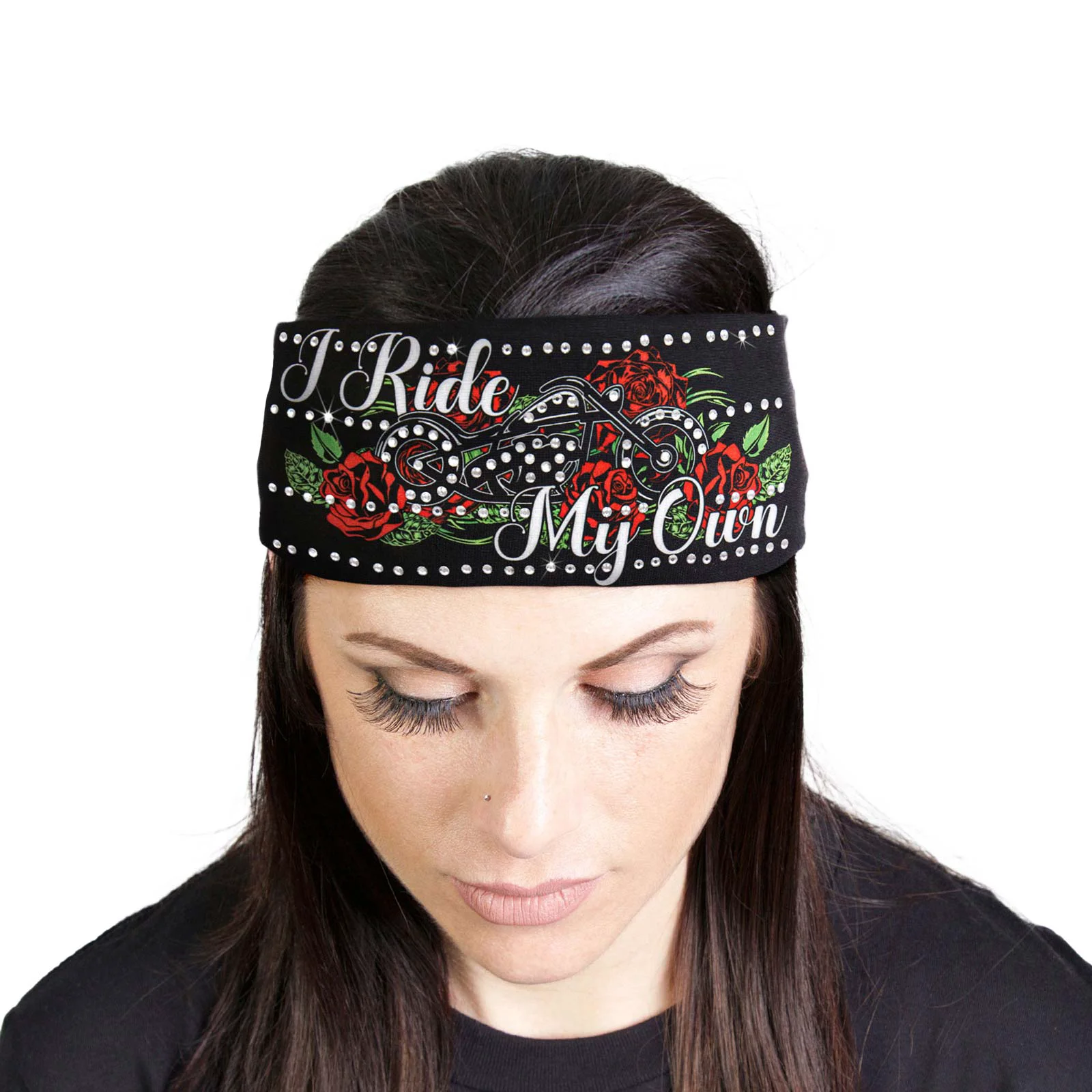 Organic Milwaukee Leather Bling Designed Wide Headbands-Headwraps for Women Biker Bandana with I Ride My Own – MLA8028 Elegant