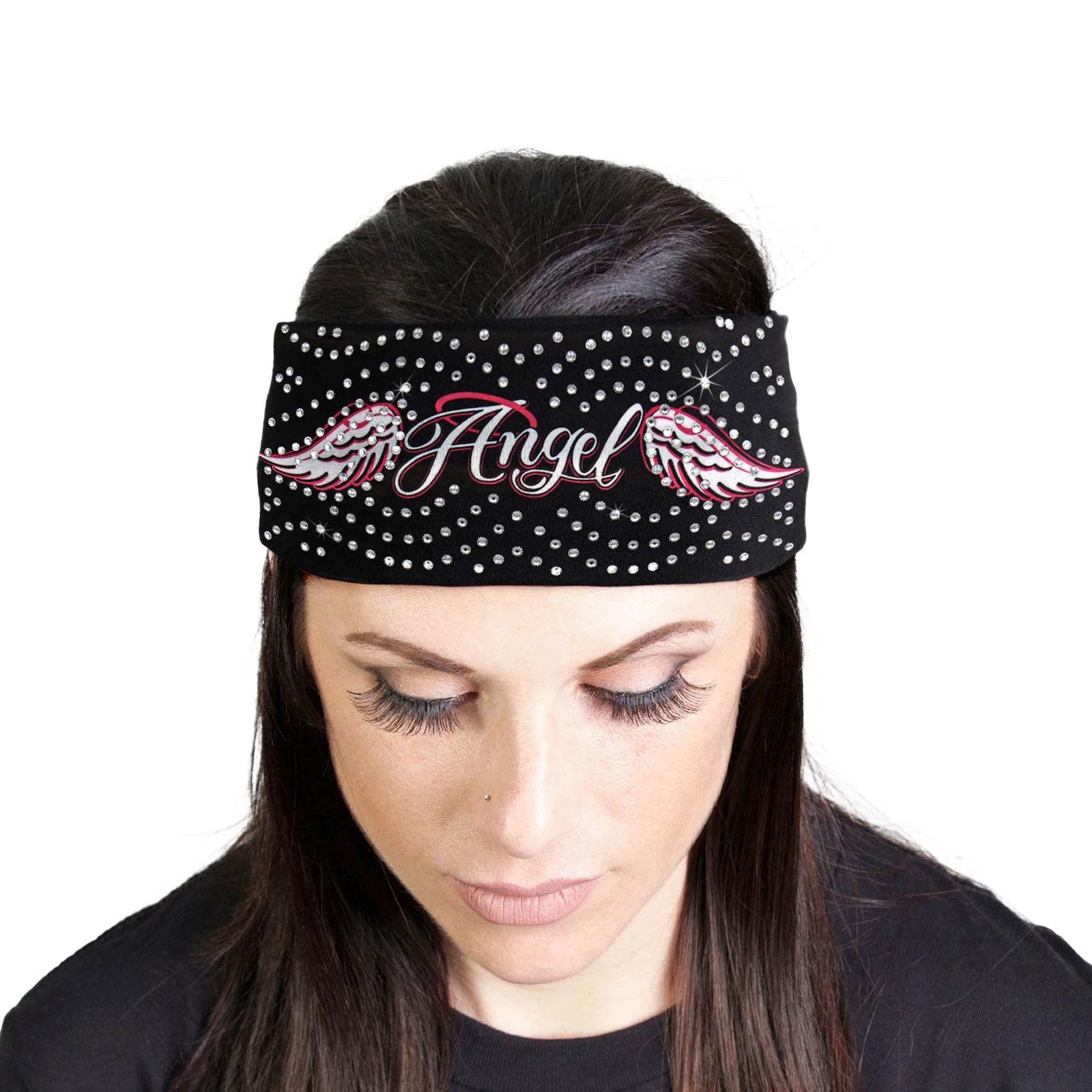 Genuine Milwaukee Leather Bling Designed Wide Headbands-Headwraps for Women Biker Bandana with Angle Wings – MLA8002 Premium Material