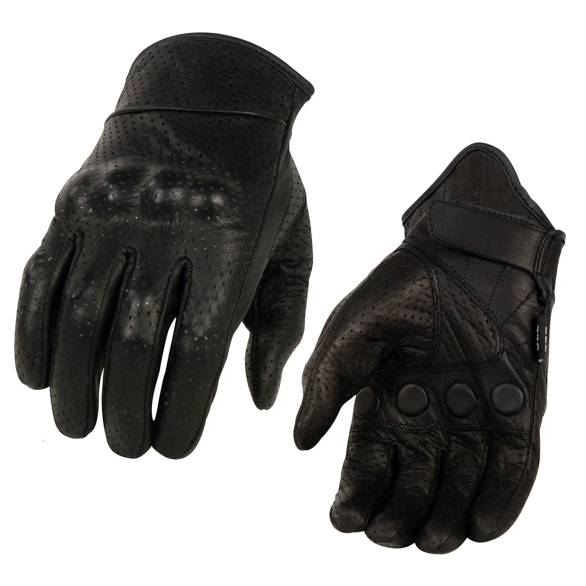 Minimalist Milwaukee Leather SH812 Men’s Black Perforated Leather Motorcycle Riders Gloves w Knuckle Protection Clean