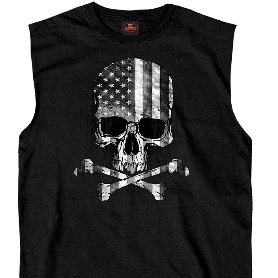 Reliable Hot Leathers Men’s Flag Skull Shooter Sleeveless Tank Top Shirt GMT3372 Modern