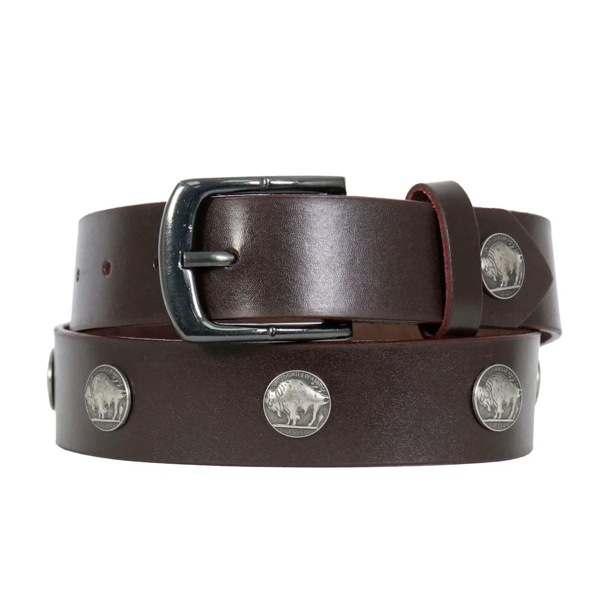 Traditional Hot Leathers Buffalo Nickel Brown Leather Belt BLA1131 Eco-Friendly
