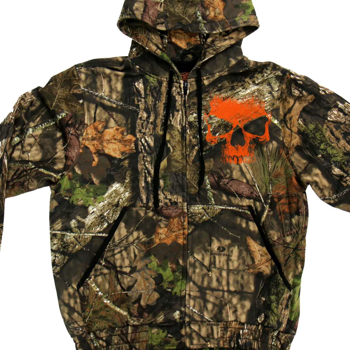 Sustainable Men’s Mossy Oak Hot Leathers Mashup Jungle Skull Camo Zipper Hoodie GMZ4471 Fashionable