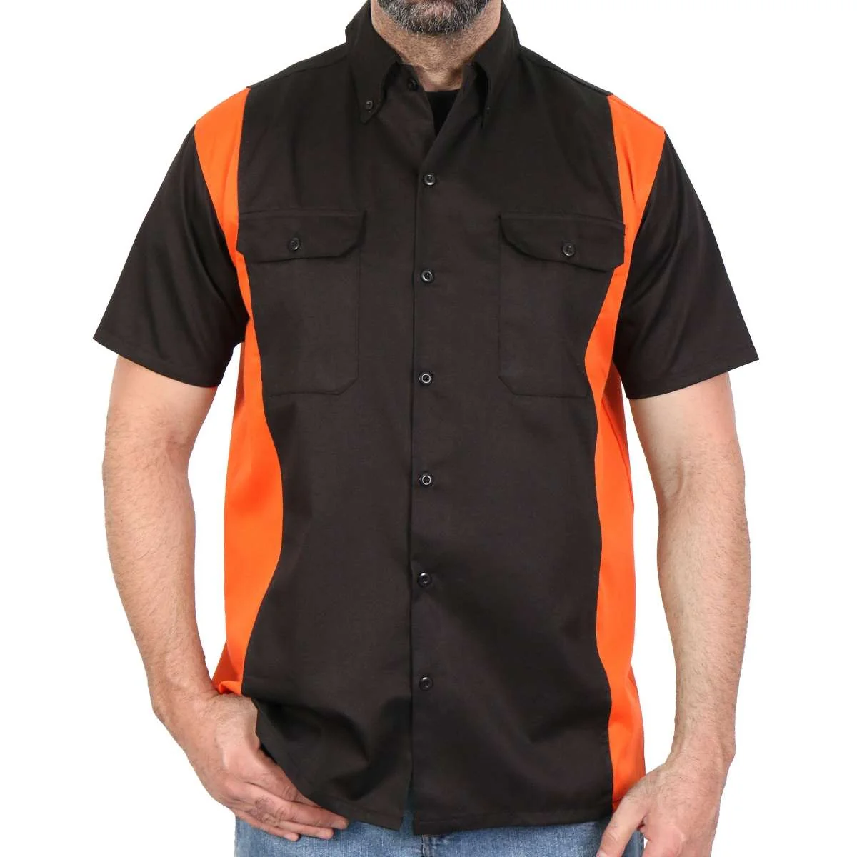 Recyclable Hot Leathers GMM1003 Men's Mechanics 2-Tone Sides Button Up Heavy-Duty Work Shirt for Classic Mechanic Work Shirt Elite