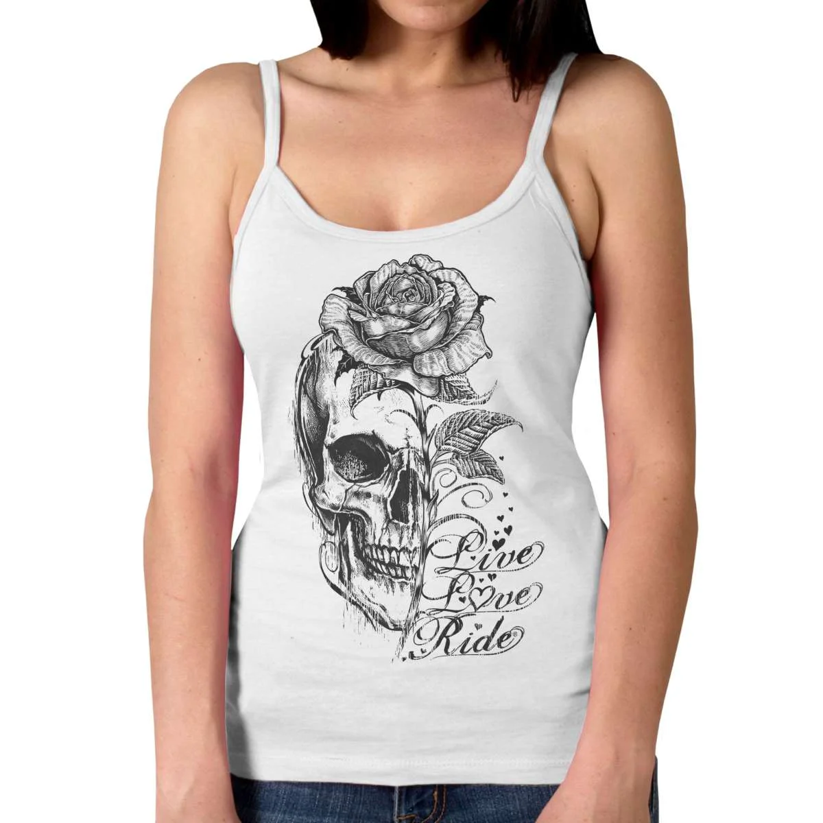 Secure Hot Leathers Ladies Stem Skull Tank Top Shirt GLC2583 Modern
