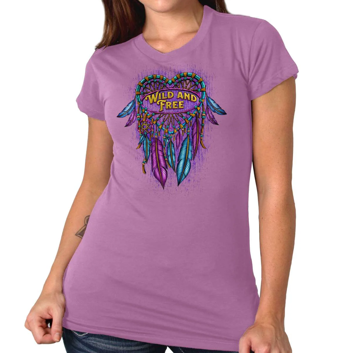 Environmentally Friendly Hot Leathers Ladies Dream Wings Wild and Purple T-Shirt GLD1588 Sustainable