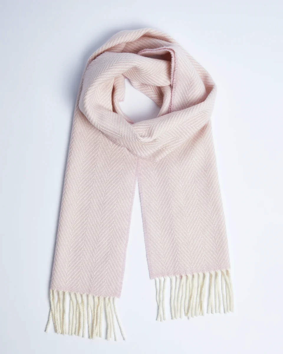 Efficient Foxford Pink Herringbone Cashmere Blend Scarf Reliable