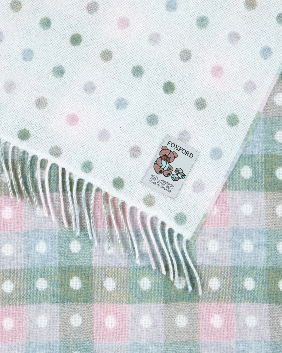 Fashionable Foxford Pastel Spot Lambswool Baby Blanket Contemporary