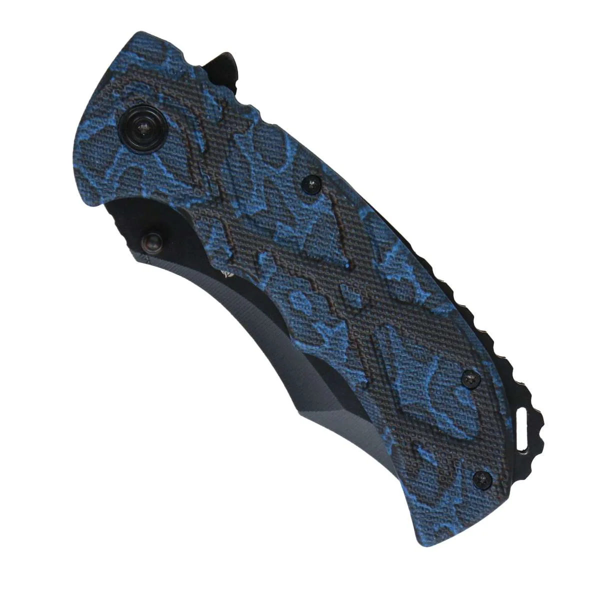 Traditional Hot Leathers Black and Blue Snake Skin Knife KNA1173 Comfortable