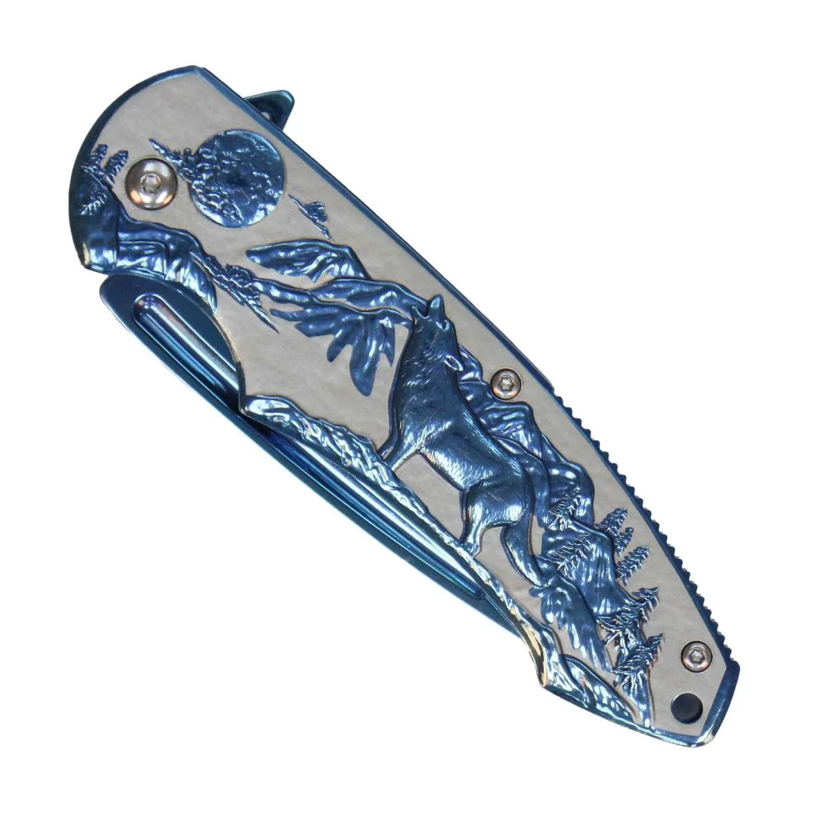 Prestigious Hot Leathers Blue Howling Wolf Knife KNA1167 Specialty
