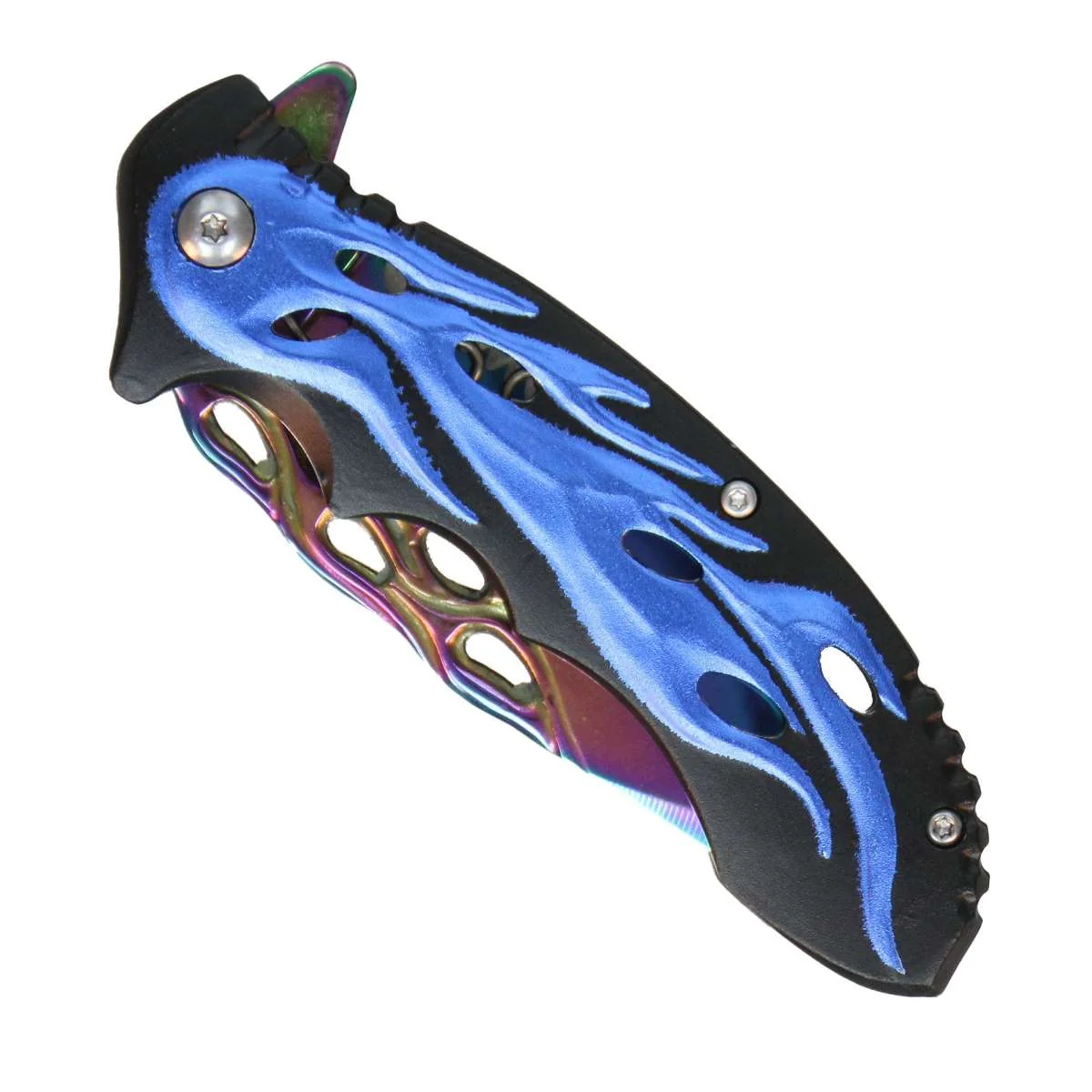 Refined Hot Leathers Blue Flame Mirror Knife KNA1156 Elite