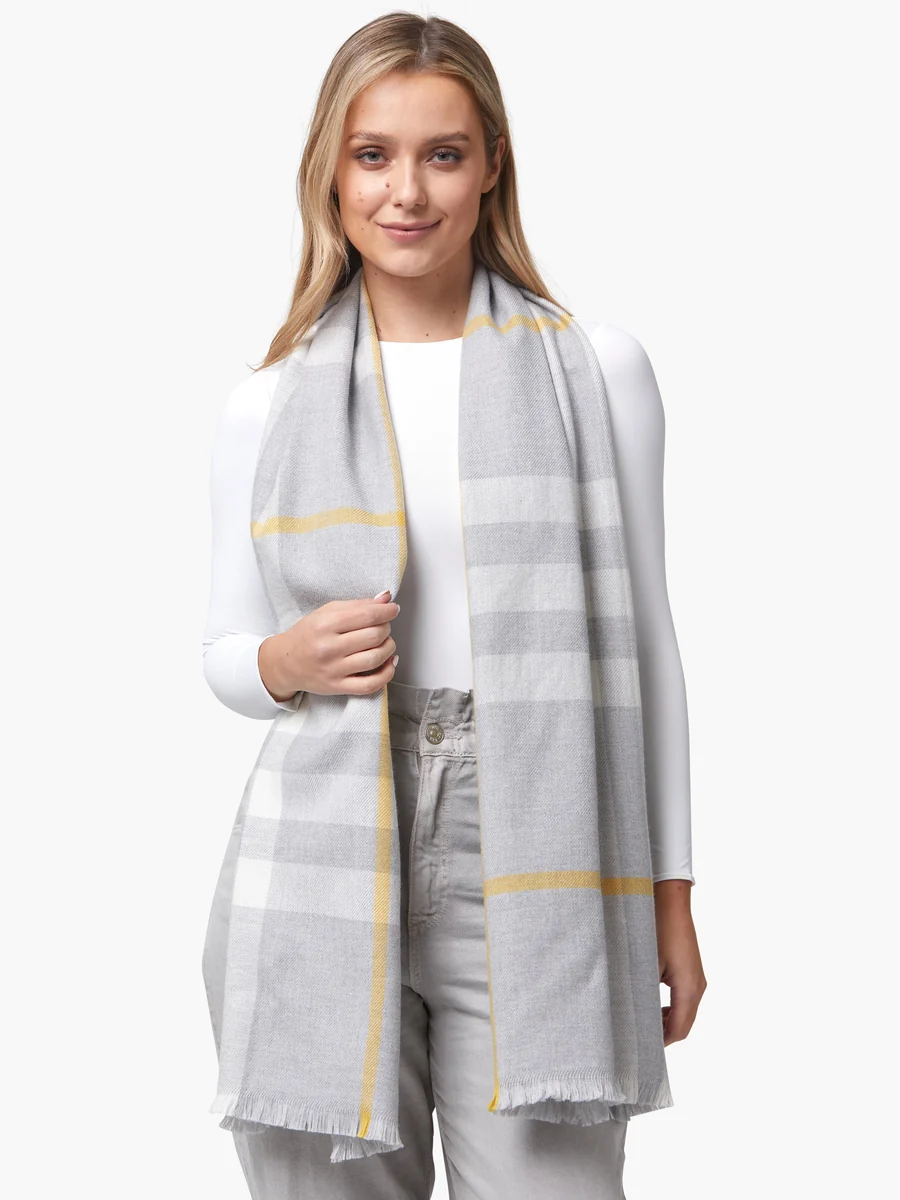 High-Performance Foxford Grey Gold Extra-Fine Merino Scarf Durable