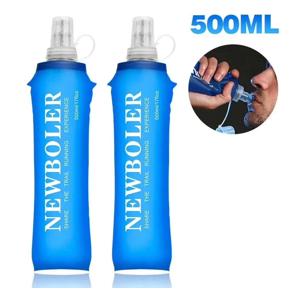 Premium 500ml Foldable Silicone Soft Flask – BPA- Collapsible Water Bottle for Hiking Trail Running Outdoor Adventures Versatile
