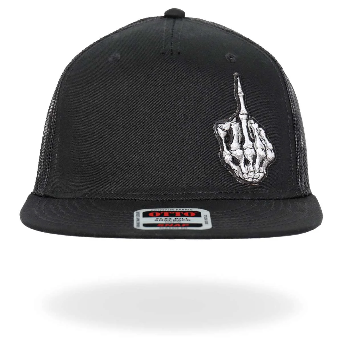 Comfortable Hot Leathers Black Skeleton Hand DILLIGAF Snapback Hat GSH4007 Clean