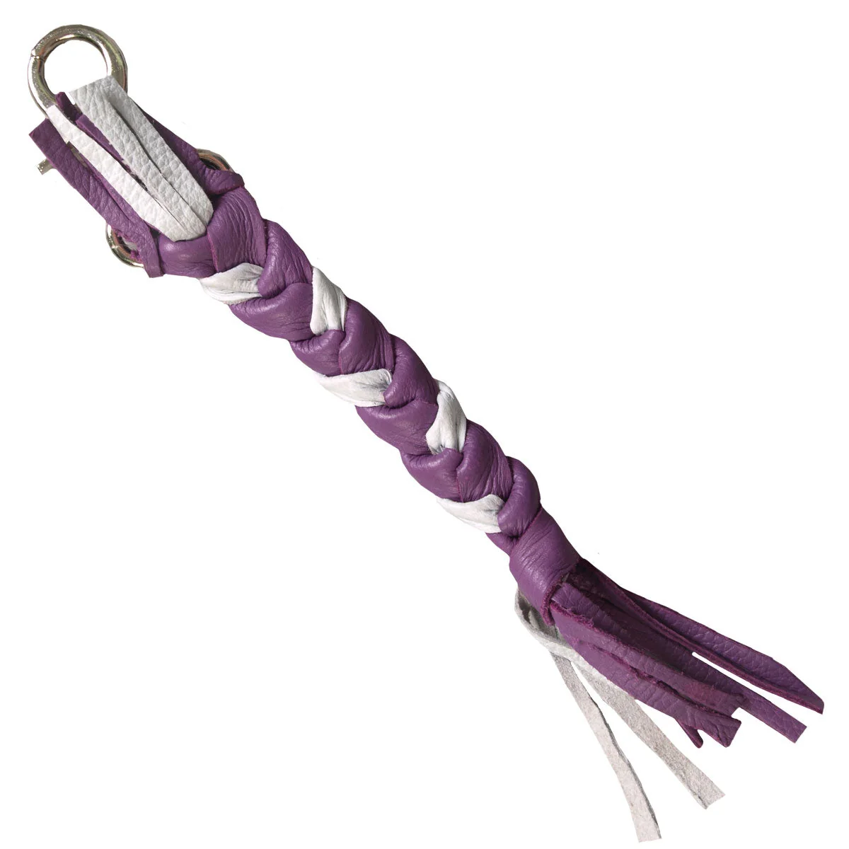 Sophisticated Hot Leathers 9 White and Purple Braided Leather Keychain KCW1007 Natural