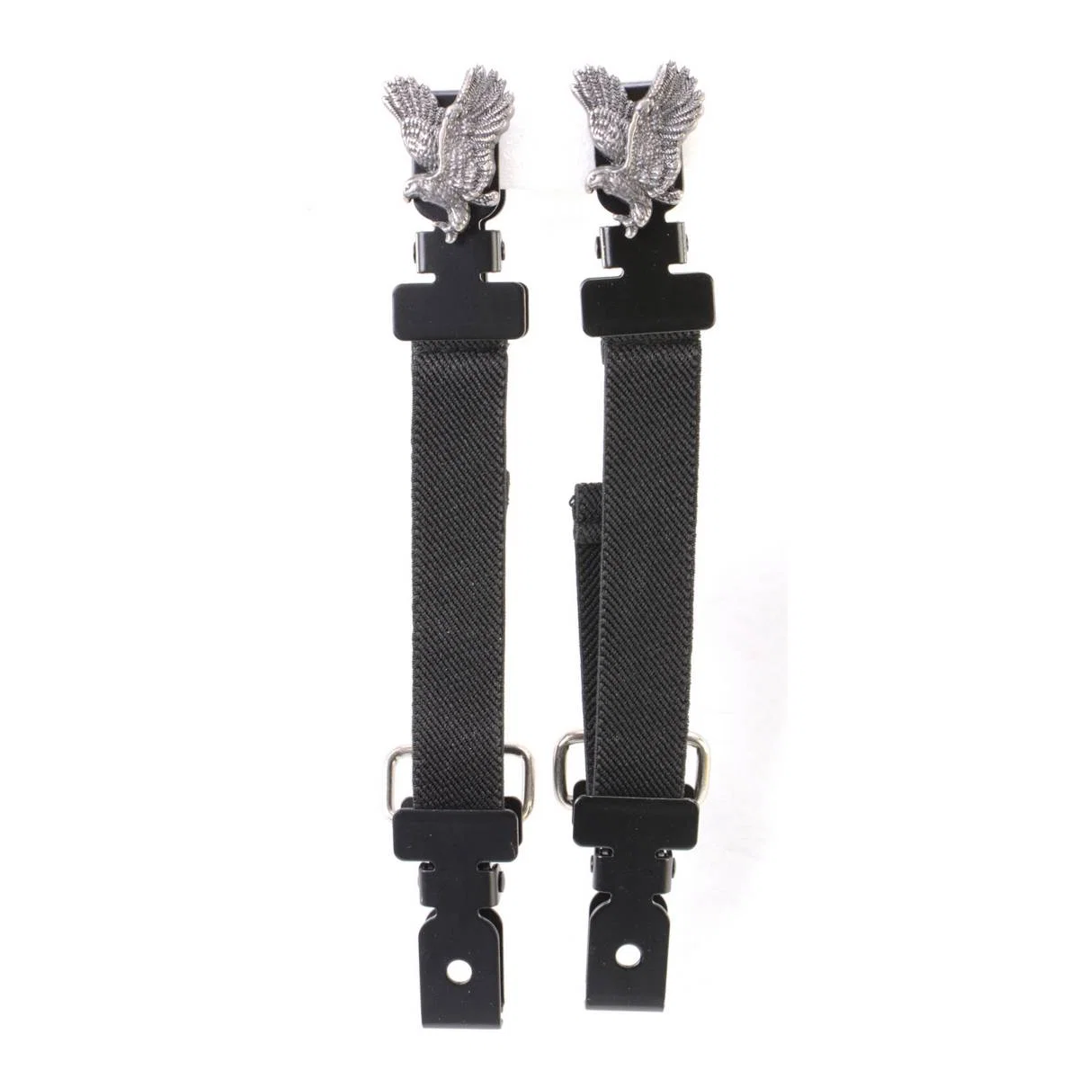 Recyclable Milwaukee Leather MLA4005 Motorcycle Biker Silver Flying Eagle Elastic Bungee Clips for Chaps or Pants Set of 2 Easy-to-Use