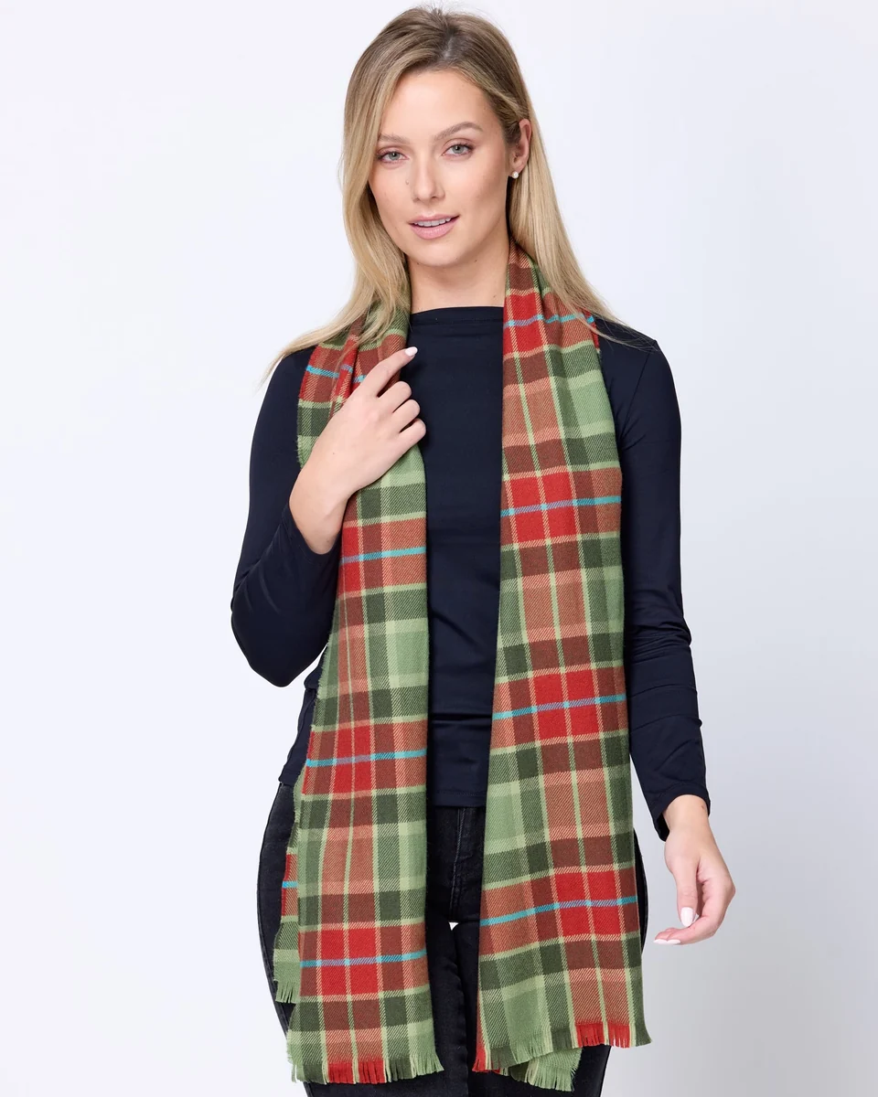 Sophisticated Foxford Rust Tartan Extra-Fine Merino Scarf Next-Generation