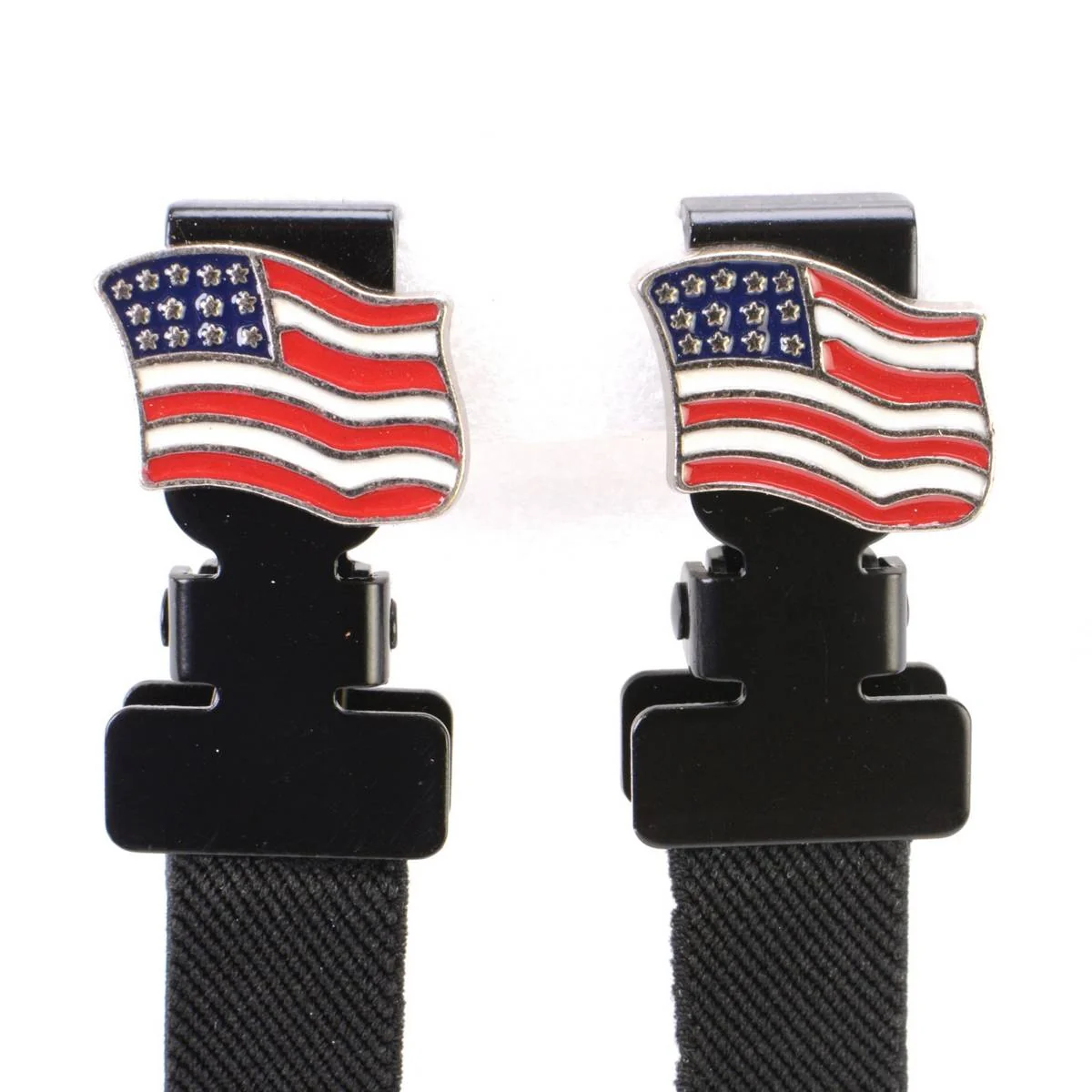 Sophisticated Milwaukee Leather MLA4003 Motorcycle Biker USA Flag Emblem Elastic Bungee Clips for Chaps or Pants Set of 2 Fine