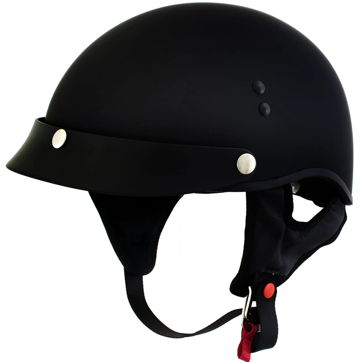 Comfortable Hot Leathers HLT70 Stealth Flat Matte Black Motorcycle DOT Skull Cap Classic Half Helmet Certified