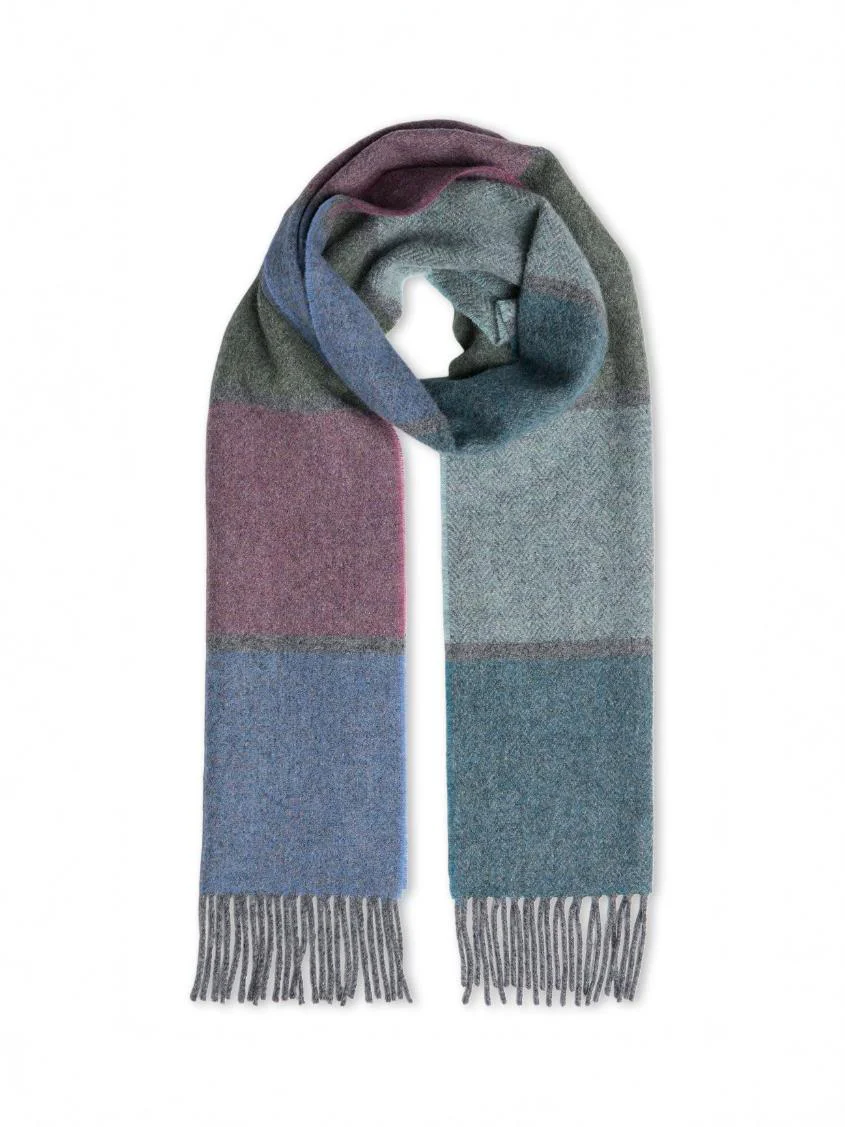 World-Class Foxford Autumn Stripe Lambswool Scarf Organic
