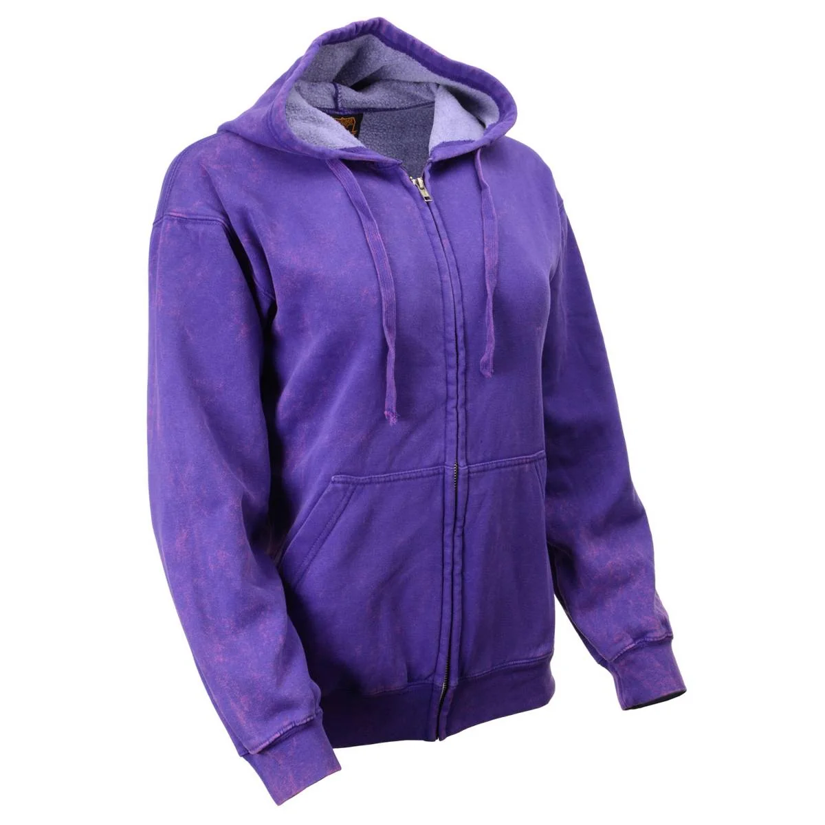 High-Quality Milwaukee Leather MNG21622 Women’s Distressed Purple Sweatshirt Full Zip Up Long Sleeve Casual Hoodie – with Pocket Safe