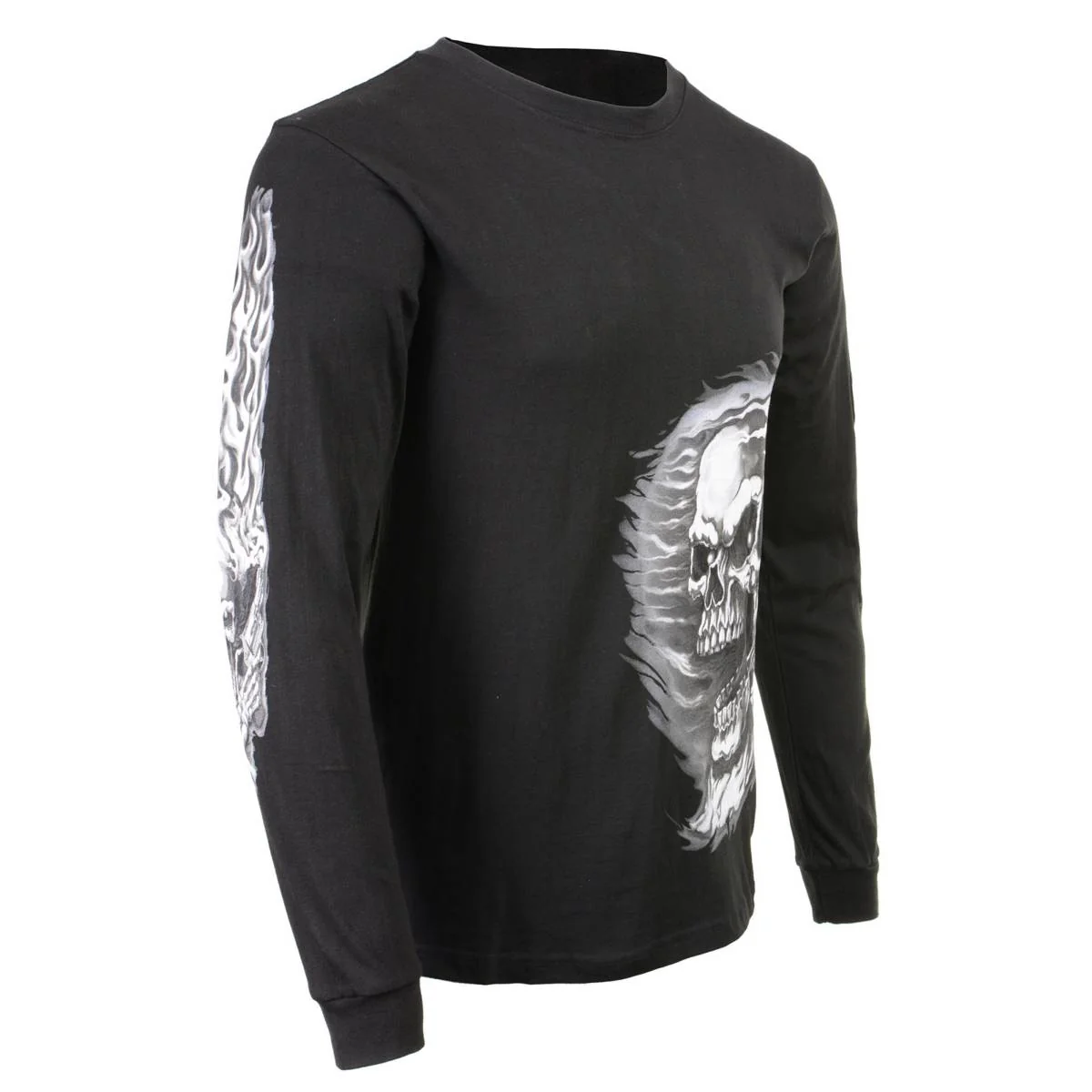 Expertly Made Milwaukee Leather MPMH117002 Mens ‘Assassin’ Double Sided Black Long Sleeve T-Shirt Crafted