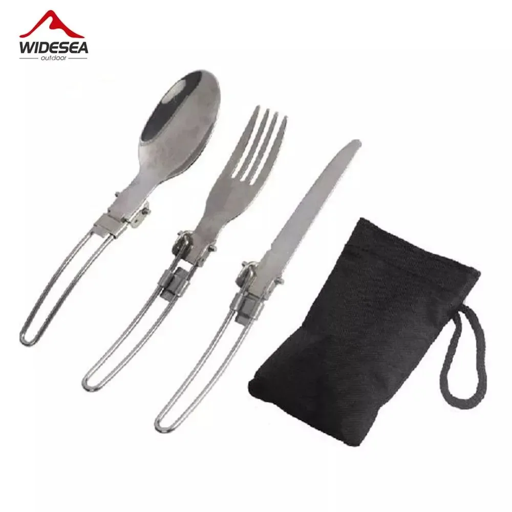 Breathable Foldable Stainless Steel Cutlery Set Portable Outdoor Tableware for Camping and Picnics Detailed