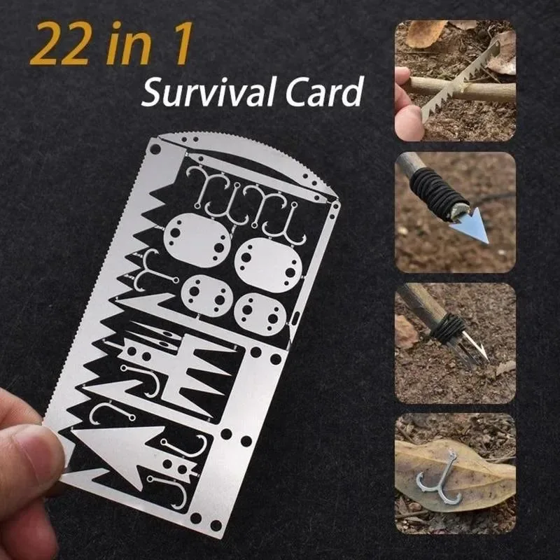 Elegant 22-in-1 Stainless Steel Survival Tool Card Portable Multifunctional Camping and Emergency Artisan