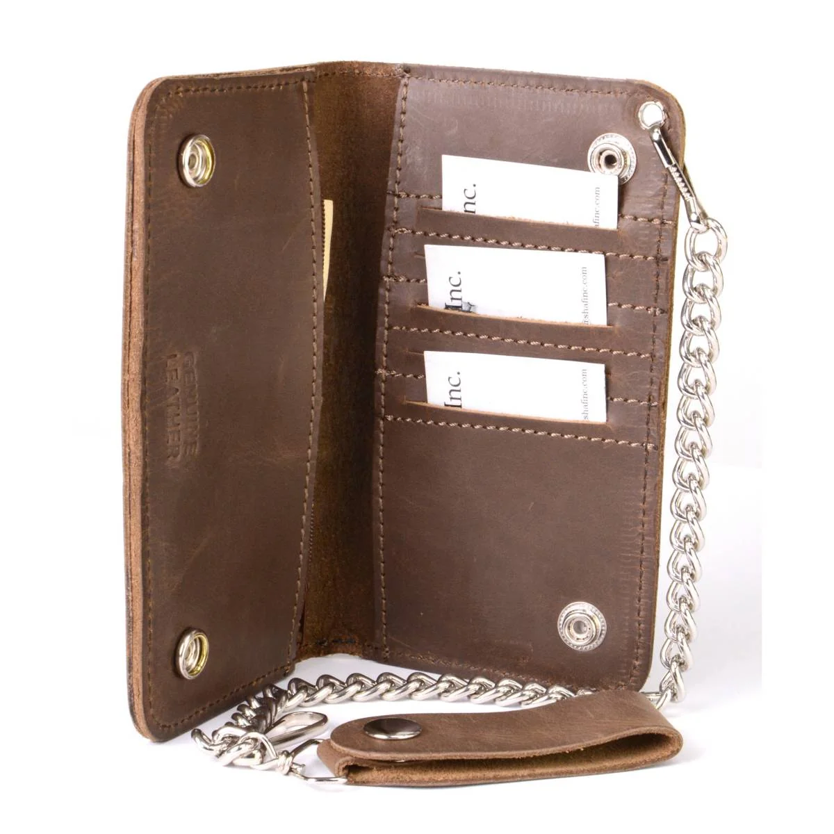 Elite Milwaukee Leather MLW7887 Men’s 6.75 Distress Brown Leather Bi-Fold Biker Wallet w Anti-Theft Stainless Steel Chain Elegant