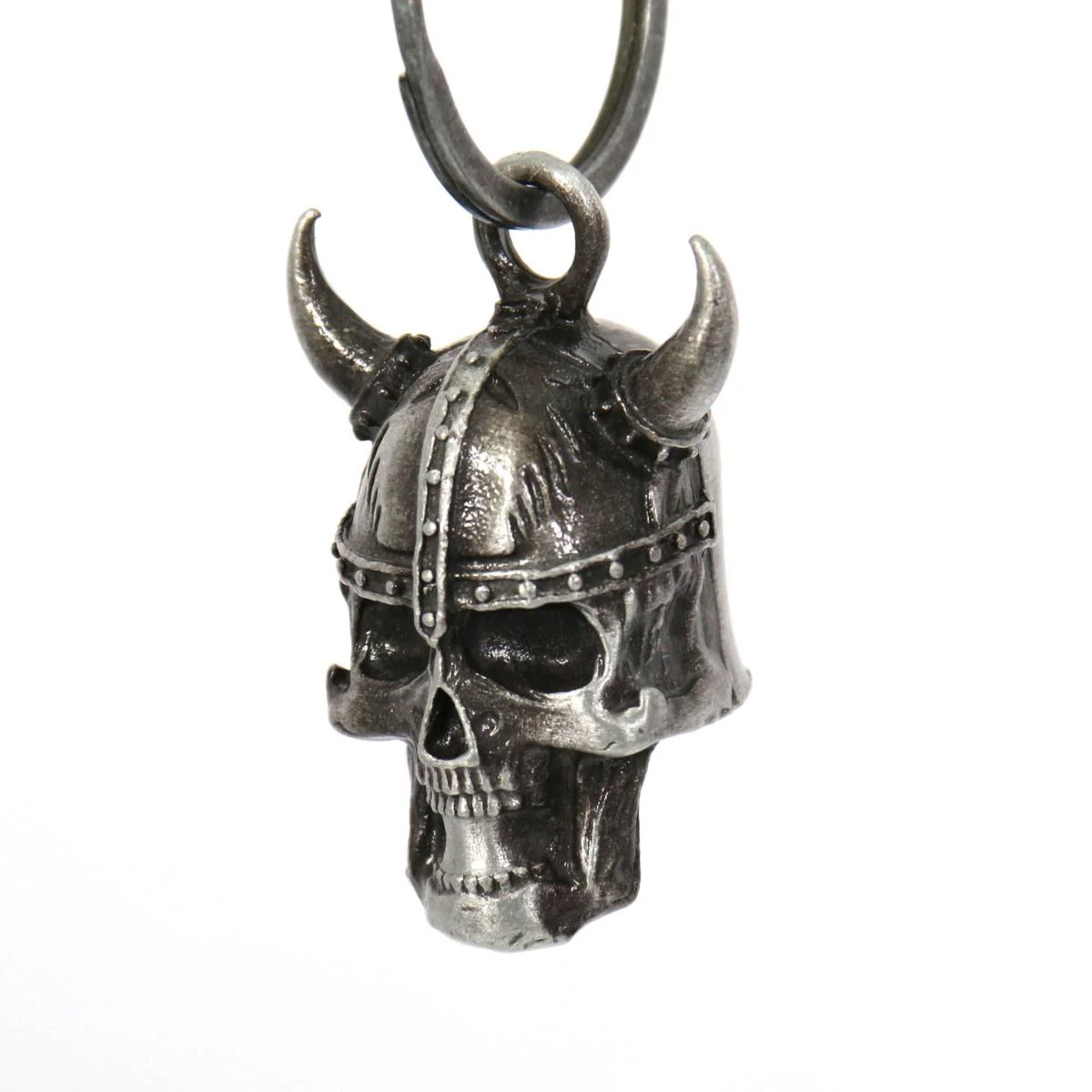 Sustainable Milwaukee Leather MLB9029 ‘Viking Skull with Black Eyes’ Motorcycle Good Luck Bell Key Chain Accessory for Bikers Artisan