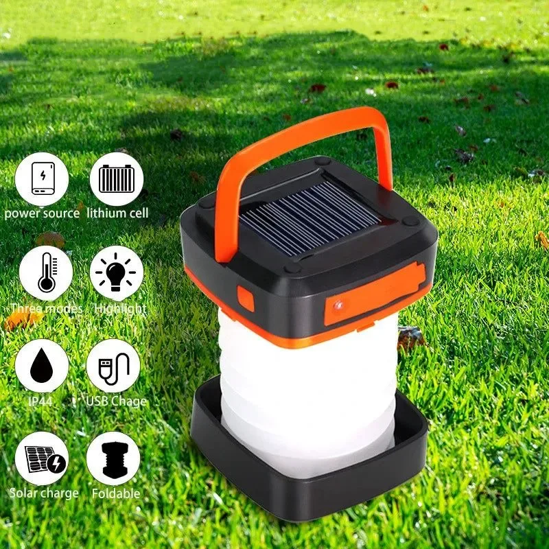 Breathable Foldable Solar LED Camping Lantern – Waterproof Rechargeable Power Bank Portable Flashlight Solar Light Outdoor Foldable Waterproof Camping Lantern Led Light Rechargeable Power Bank Portable Flashlight Led Solar Lamp Long-Lasting