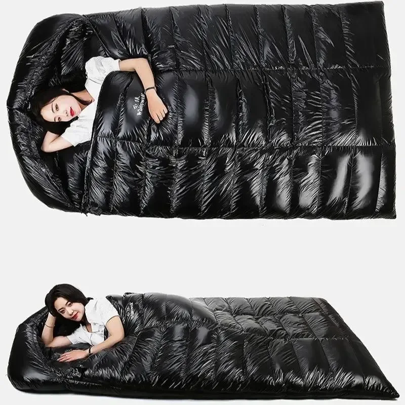 Original Design 2-Person White Goose Down Winter Sleeping Bag – Outdoor Camping Envelope Style 220x130CM Excellent