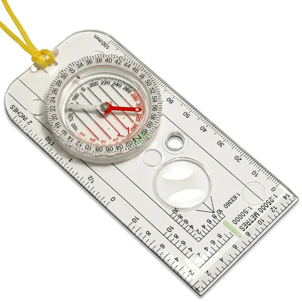Solid Professional Mini Compass with Map Scale Ruler – Multifunctional Outdoor Hiking and Camping Tool Excellent