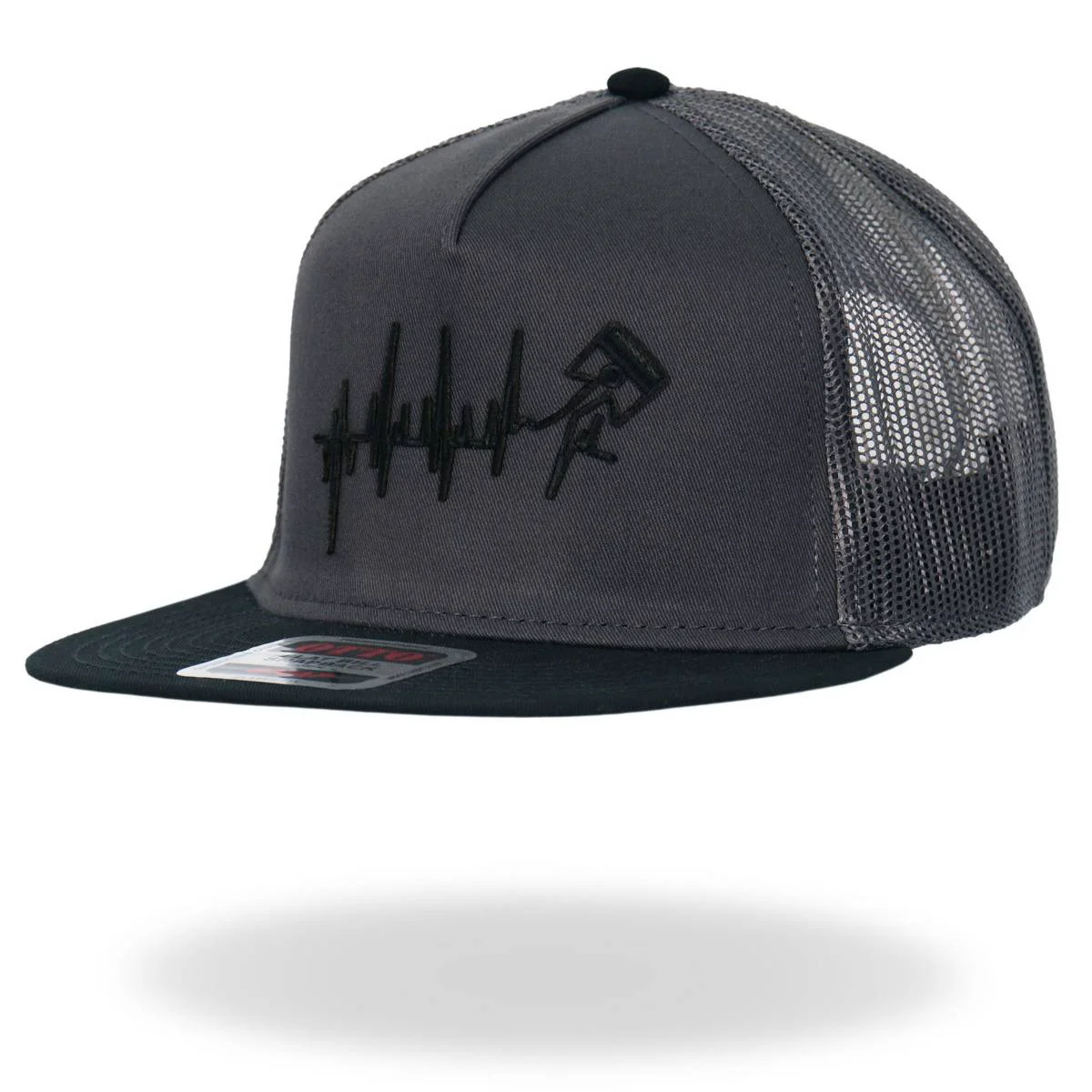 Minimalist Hot Leathers Charcoal and Black EKG Piston Snapback Hat GSH2031 Environmentally Friendly