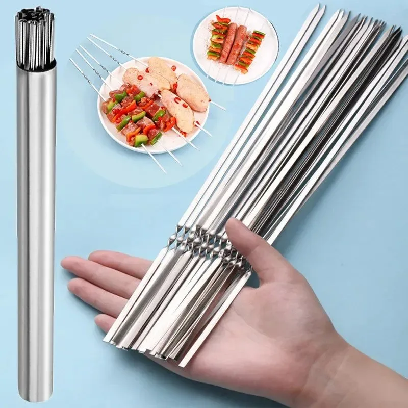 Innovative Stainless Steel Skewers – 10 15 Pcs Reusable Kebab Sticks for Outdoor Camping Picnic and Cooking Official