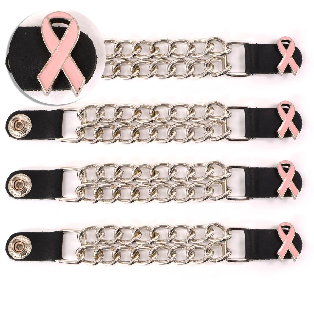 Long-Lasting Milwaukee Leather Pink Ribbon Medallion Vest Extender – Double Chrome Chains Leather 6.5 Extension 4-PCS MLA6021SET Green