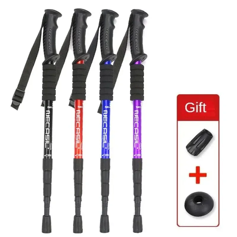 Classic Aluminium Alloy Telescopic Hiking Poles – Ultralight Walking Cane with Shock Absorber for Trekking and Mountain Climbing Flexible