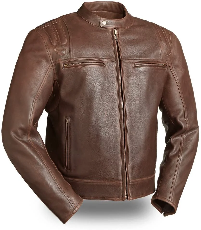 Dependable First Manufacturing FIM241CAZ Men s ‘The Carbon Brown Leather Jacket Flexible