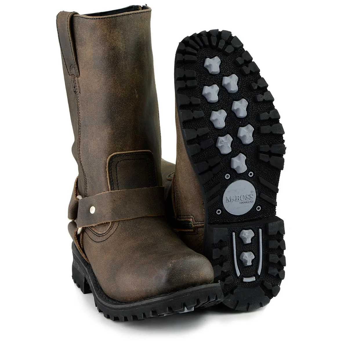 Stylish M Boss Apparel BOS49002 Men s 11-inch Classic Distressed Brown Harness Square Toe Boots Sustainable