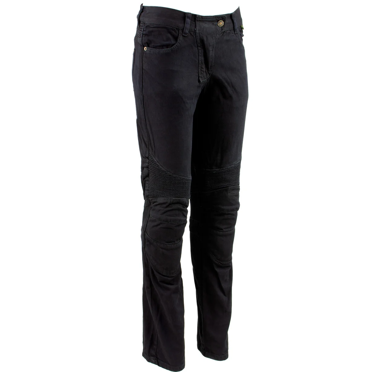 Premium Material Ladies XS2823 Black Denim Motorcycle Pants with CE Armor Green