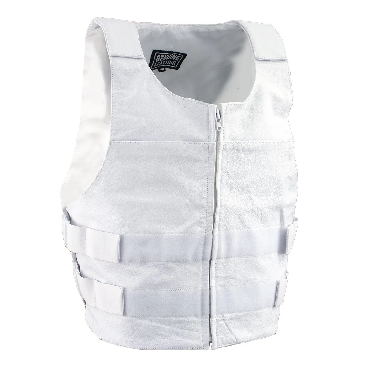 Pure Leather SH1367ZW Men s ‘Bullet Proof Replica’ White Leather Vest High-End