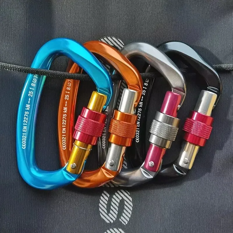 Exclusive 25KN Professional Climbing Carabiner – D-Shape Aviation Aluminum Safety Lock for Outdoor Climbing and Mountaineering Specialty