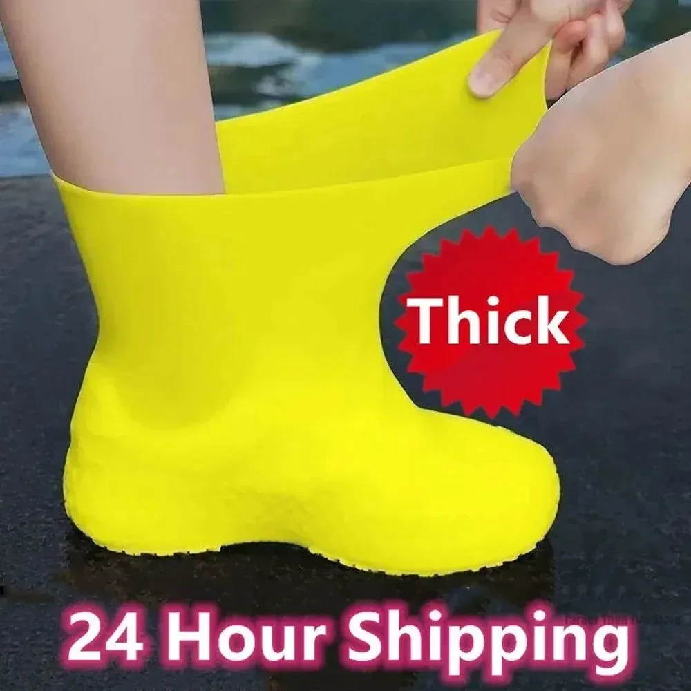 Original 1 Pair Silicone Waterproof Shoe Covers – Reusable Slip-Resistant Rubber Rain Boots Overshoes for Outdoor Rainy Days First-Class