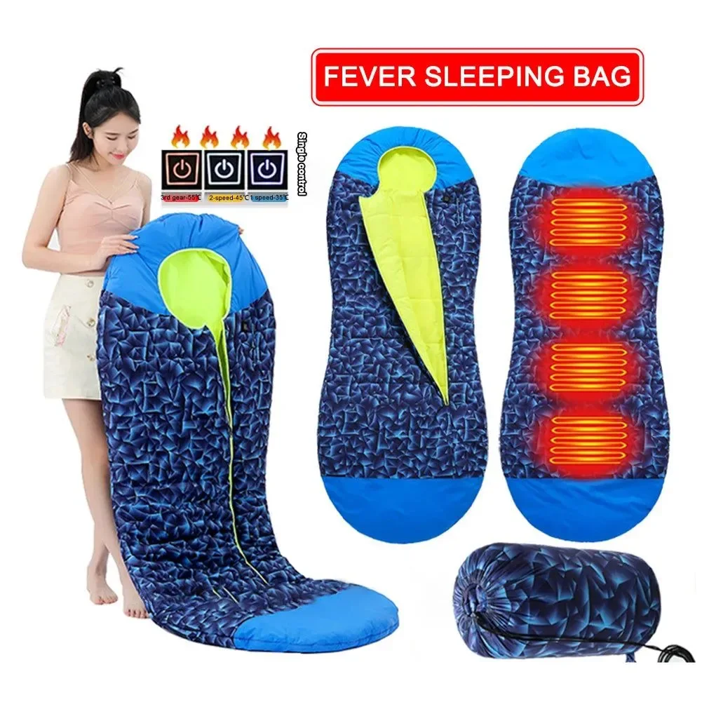 Contemporary Electric Heated Sleeping Bag – USB Powered 4-Zone Heating Waterproof Winter Mummy Bag 190×75cm Environmentally Friendly
