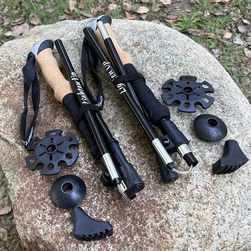 Original Portable Foldable Trekking Pole Set 5-Section Outdoor Walking and Hiking Sticks Excellent