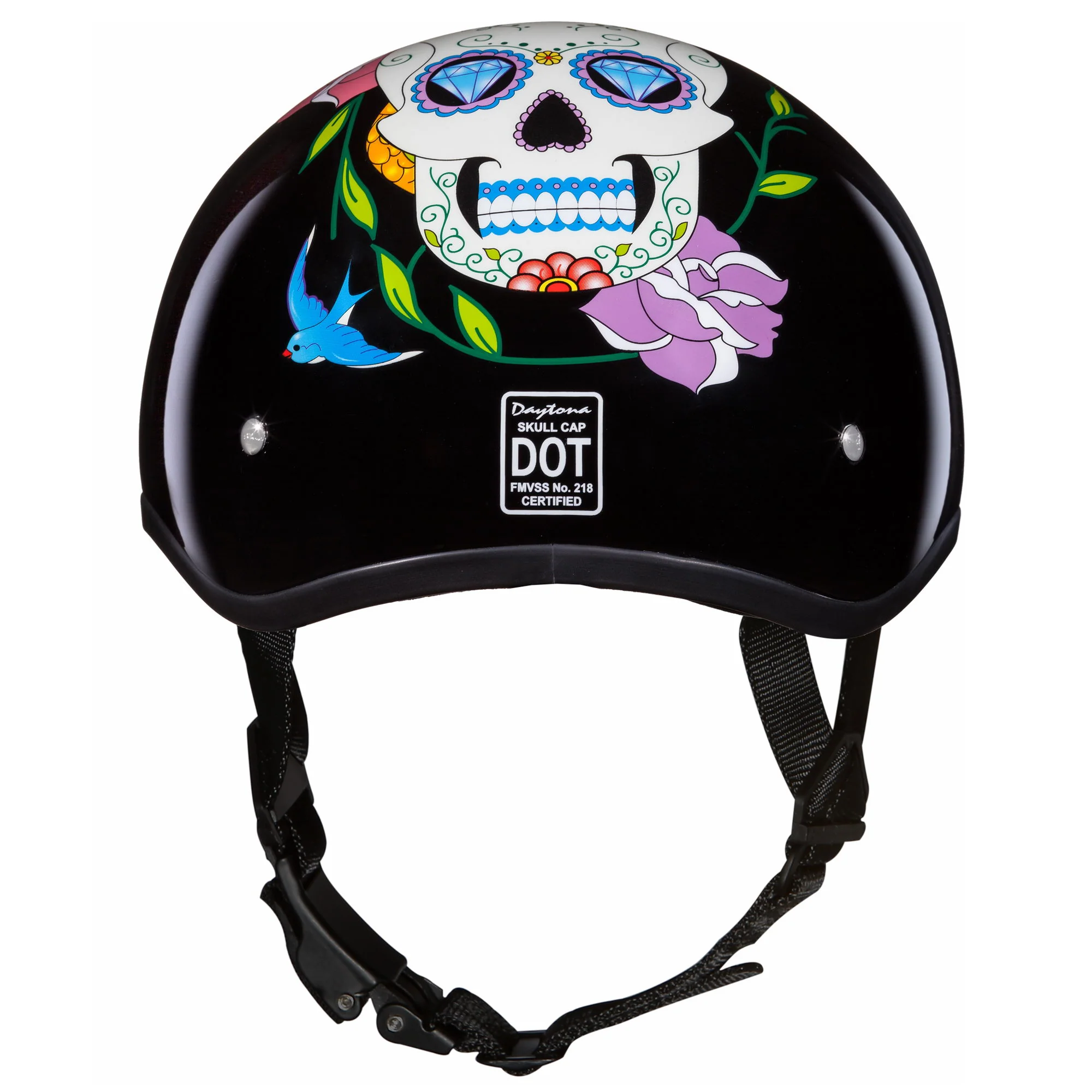 Premium Material Close Out Daytona Helmets D6-DS Skull Cap Diamond Skull Half Face Helmet Functional