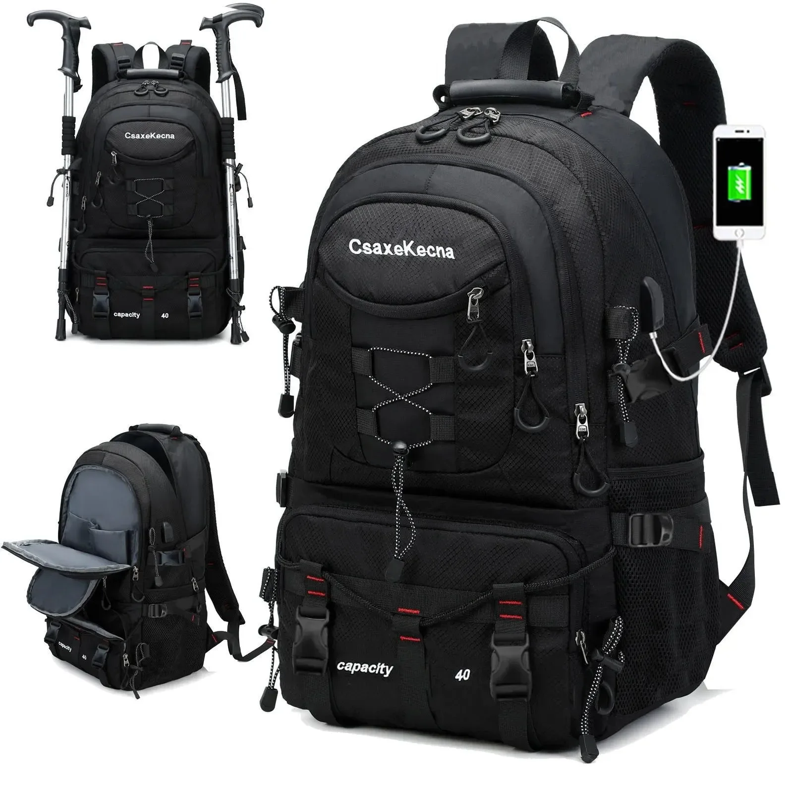 Eco-Friendly 40L Waterproof Lightweight Travel Backpack for Outdoor Hiking and Camping Reusable